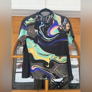 Jamie Sadock Women's Golf Shirt Abstract Swirls Size Medium
